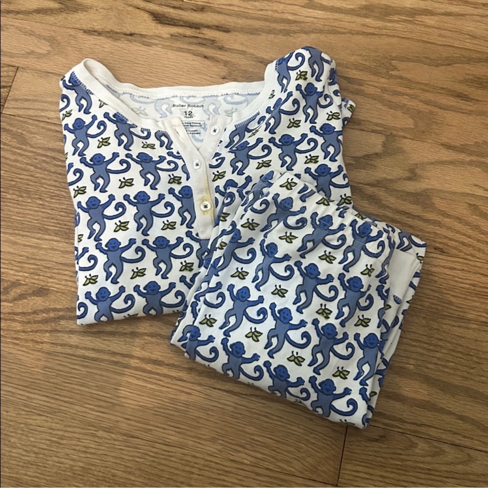 Roller Rabbit Blue Monkey Kids Pajamas